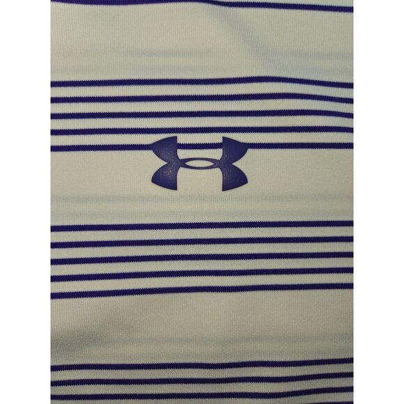 Under Armour Mens HeatGear Purple Striped Polo Large - Picture 7 of 8